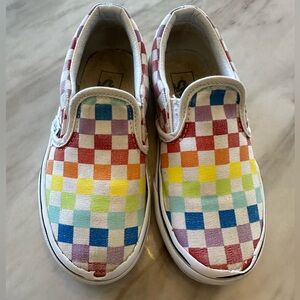 Vans rainbow 🌈 checkered slip ons toddler size 12